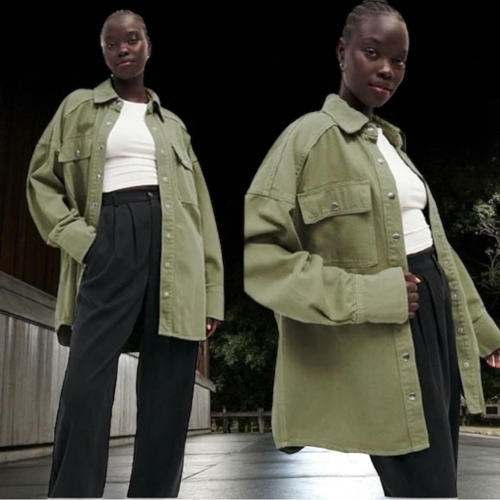 Reformation Ace Oversized Shirt Jacket Olive Green Dried Herbs XS NWT! - Picture 1 of 5